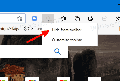 Microsoft Edge Hide Extension Toolbar Button