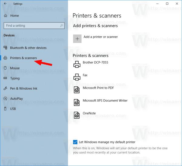 Settings Devices Printers