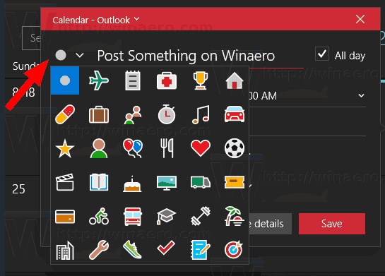 Windows 10 Calendar App Event Icon