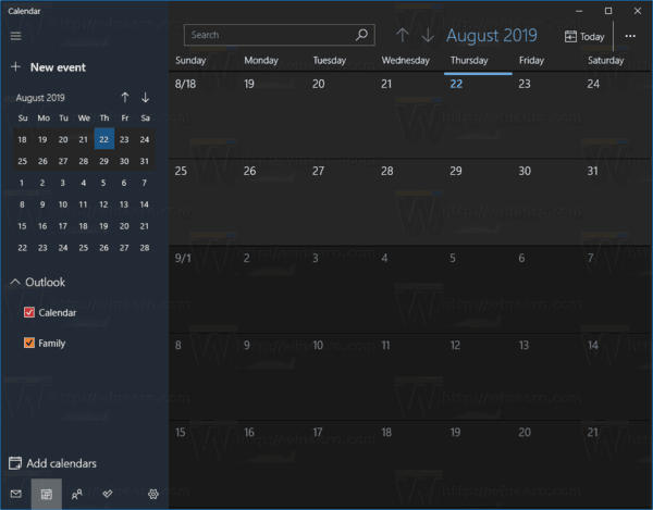 Windows 10 Calendar App