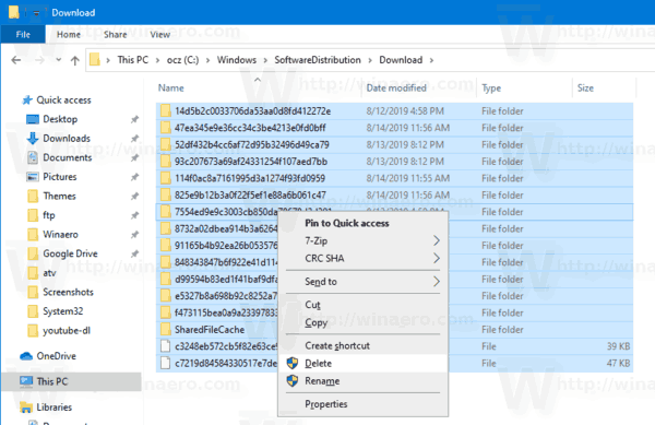 Windows 10 Delete Windows Update Downloaded Files