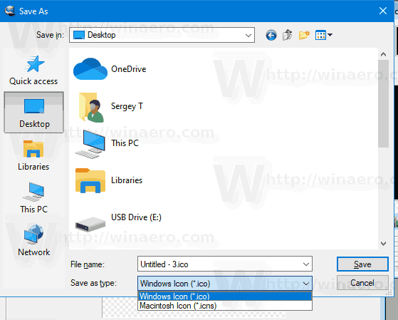 Windows 10 IcoFX Save Icon Format