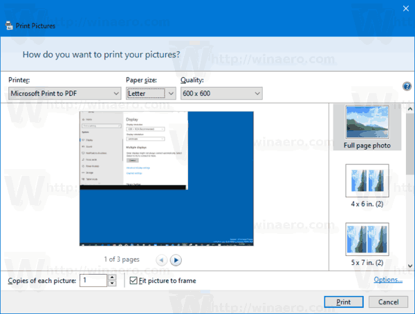 print multiple pictures on one page windows 10