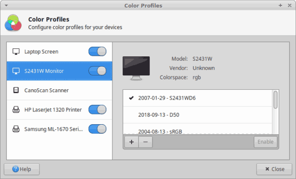 Цветовые профили Xfce4 2