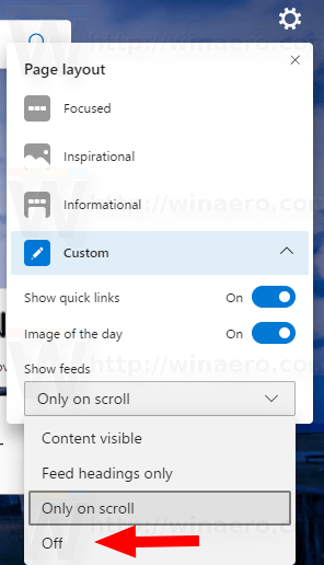 Edge New Tab Page Disable News Feed