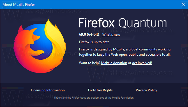 Firefox 69 О программе
