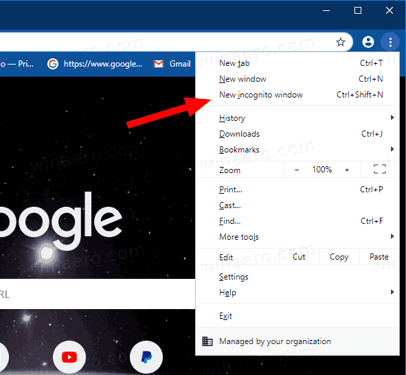 Google Chrome Open Incognito Window