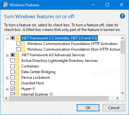 Net Framework Windows Optional Features 2