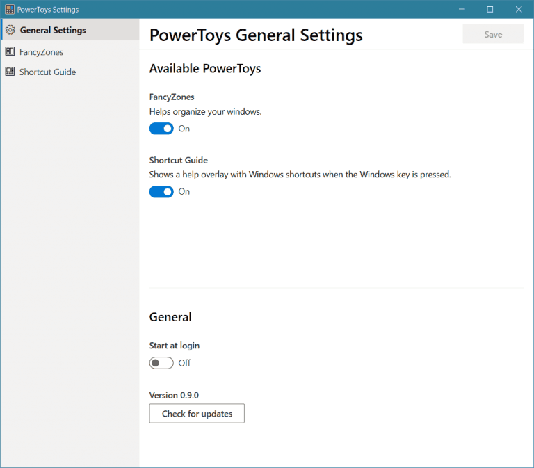 Приложение PowerToys Settings