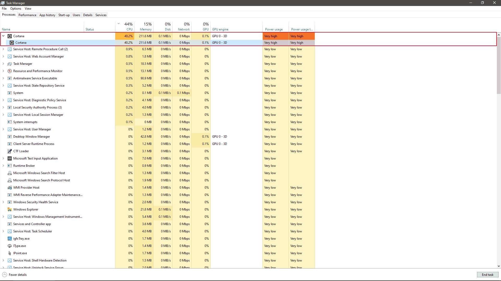 Search UI High CPU Usage 