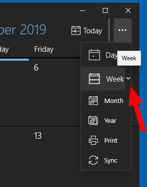 Windows 10 Calendar Change View