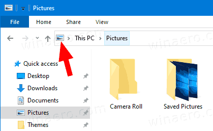 Windows 10 File Explorer Address Bar Location Icon