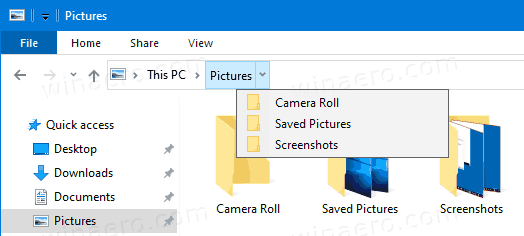 Windows 10 File Explorer Breadcrumbs Nav Buttons