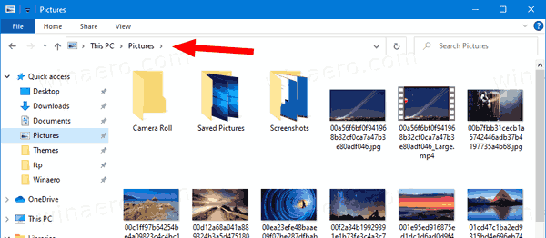 Windows 10 File Explorer Breadcrumbs