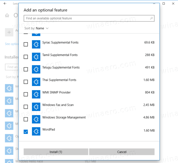 Windows 10 Install Wordpad