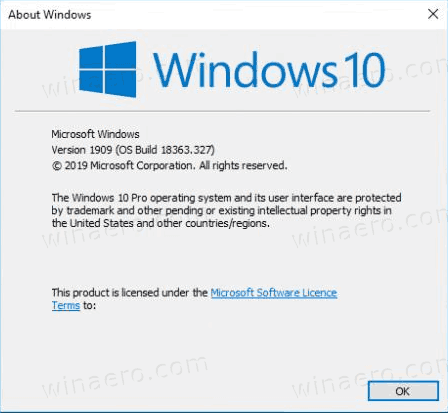 Windows 10 версия 1909 сколько весит