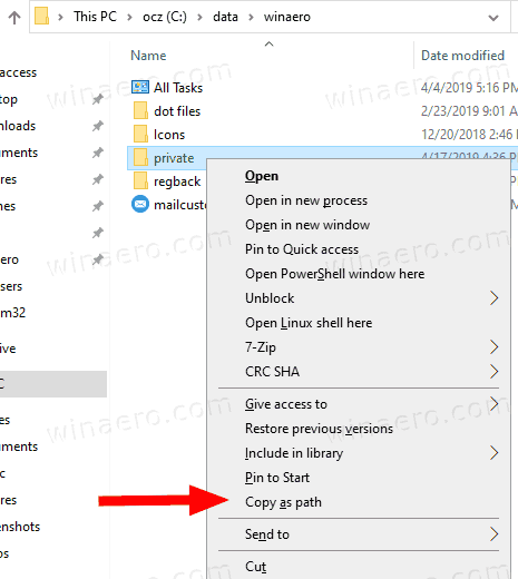 Copy Path File Explorer Context Menu Windows 10