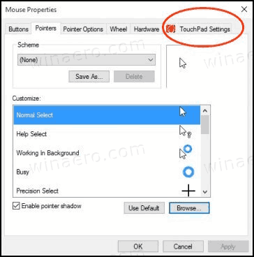 Touchpad Settings Windows Control Panel