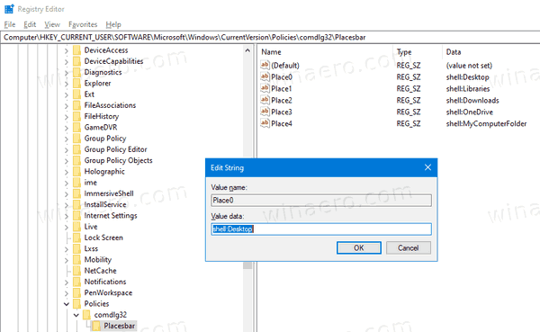 Windows 10 Change Common File Dialog Locations