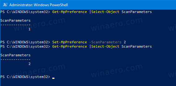 Windows 10 Change Scheduled Scan Type For Defender