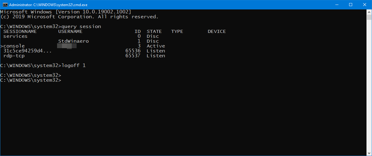 Windows 10 Logoff Another User With Cmd