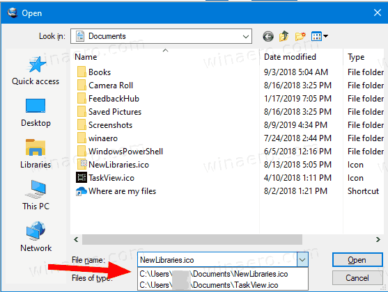 Windows 10 Recent Files Dropdown List