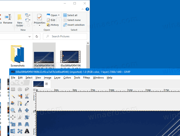 Windows 10 установите команду редактирования изображения в GIMP
