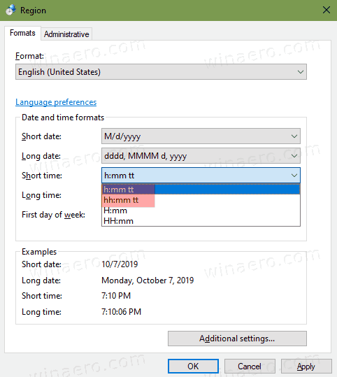 Windows 10 Taskbar Clock 12 Hour Format Classic Applet