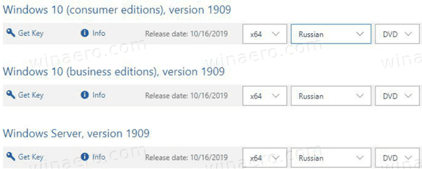 Windows 10 Version 1909 On MSDN