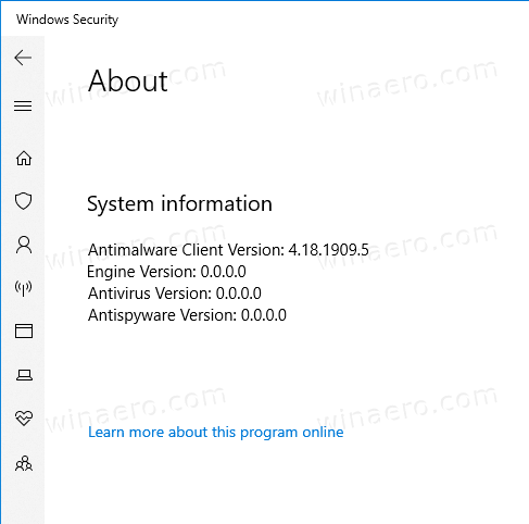 Windows Security Defender Versions
