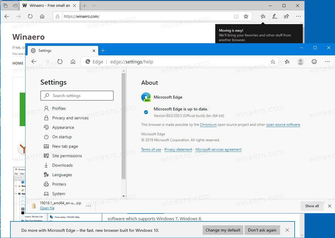 Microsoft Edge Running Side By Side