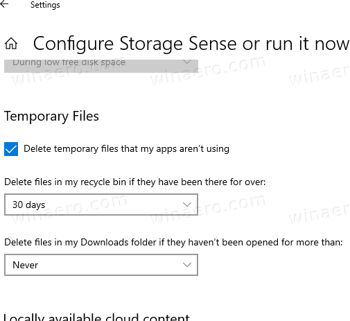 Storage Sense Automatic Downloads Cleanup