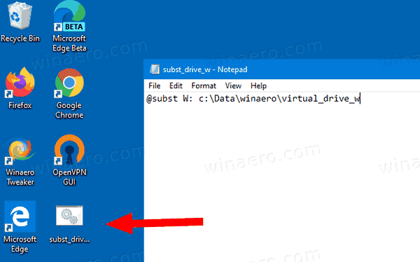 Windows 10 Subst Create Batch File