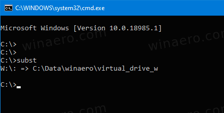 Windows 10 Subst Virtual Drives Available