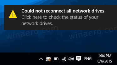 Could Not Reconnect All Network Drives Notification In Windows 10