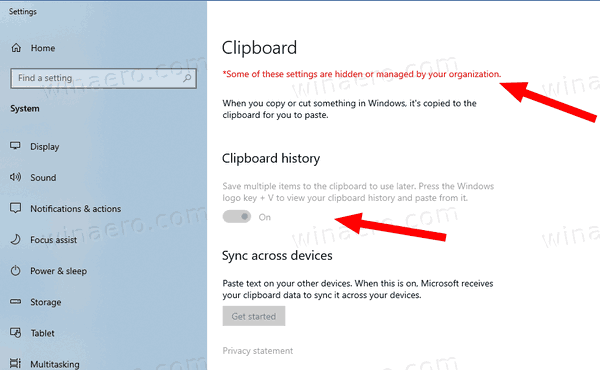 Disabled Clipboard History With Group Policy