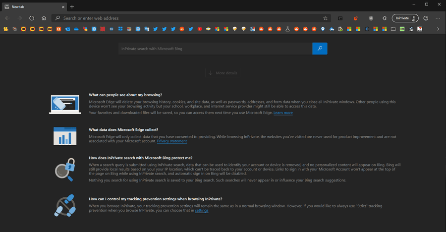 Edge New InPrivate Page Details