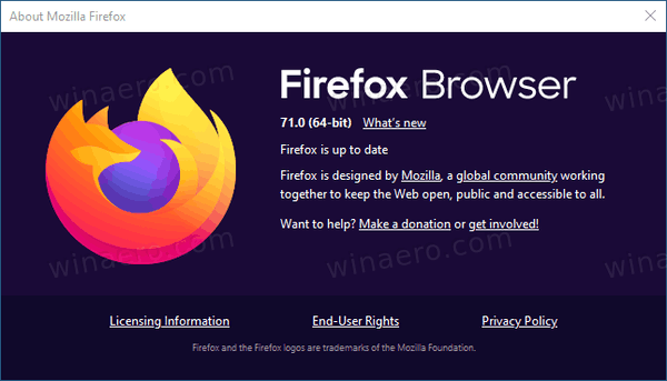 Firefox 71 About