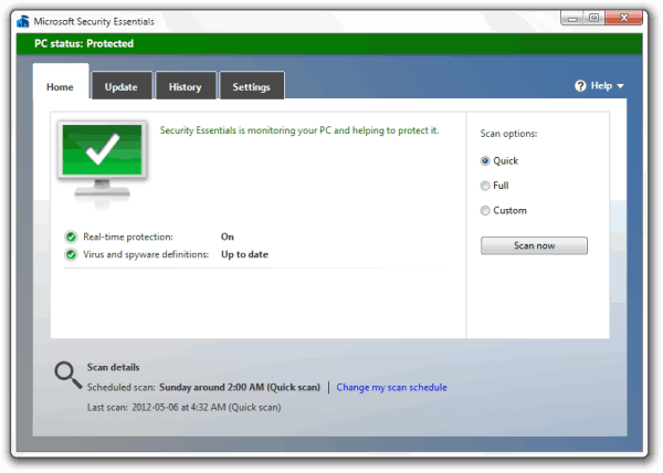 microsoft security essentials definitions update