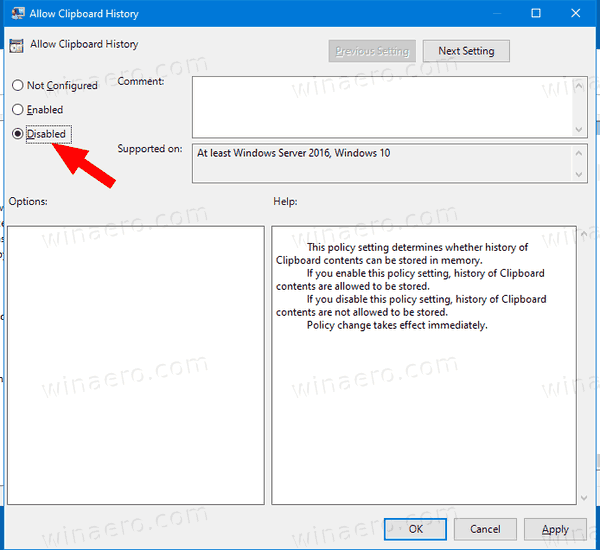 Windows 10 разрешить историю буфера обмена, групповая политика 2