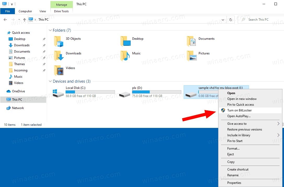 Windows 10 Шифрование VHD