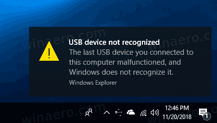 Windows 10 Usb Error Notification Example