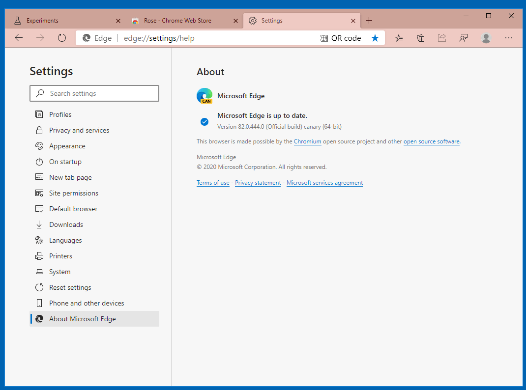 Edge With A Chrome Theme Applied