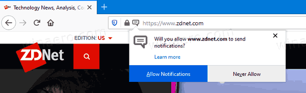 Firefox 72 Разрешить запрос уведомления