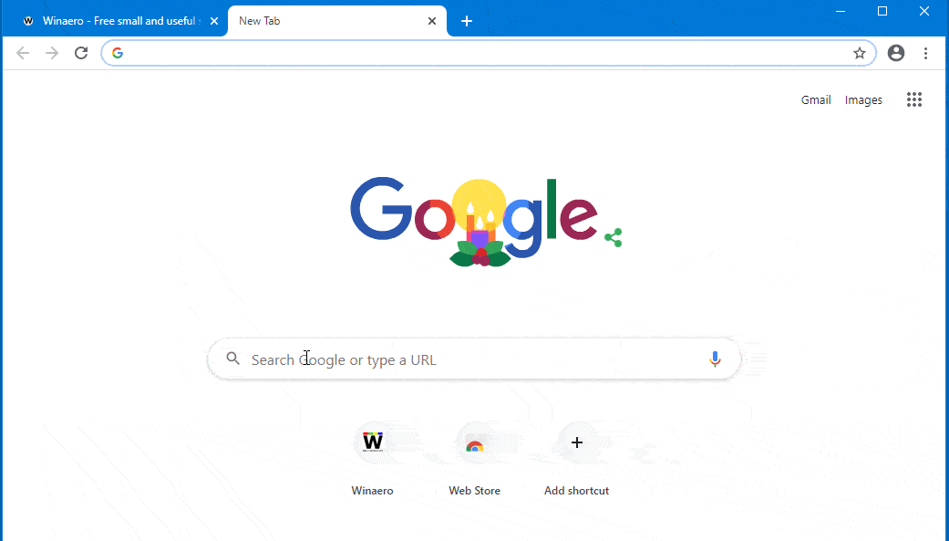 Окно реального поиска на странице новой вкладки Google Chrome