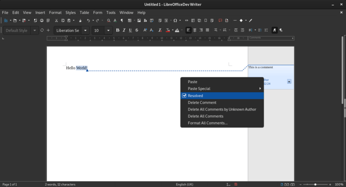 LibreOffice 6.4 Resolved Comments In Writer