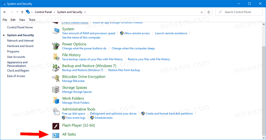 Windows 10 All Tasks In Control Panel