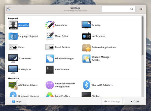 Xfce 4.15 Settings Manager 1