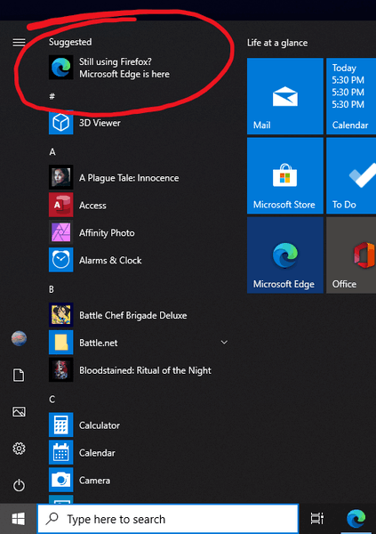 Edge Start Menu Suggetions In Windows 10 (1)
