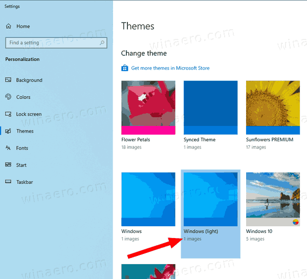 Windows 10 применить тему по умолчанию